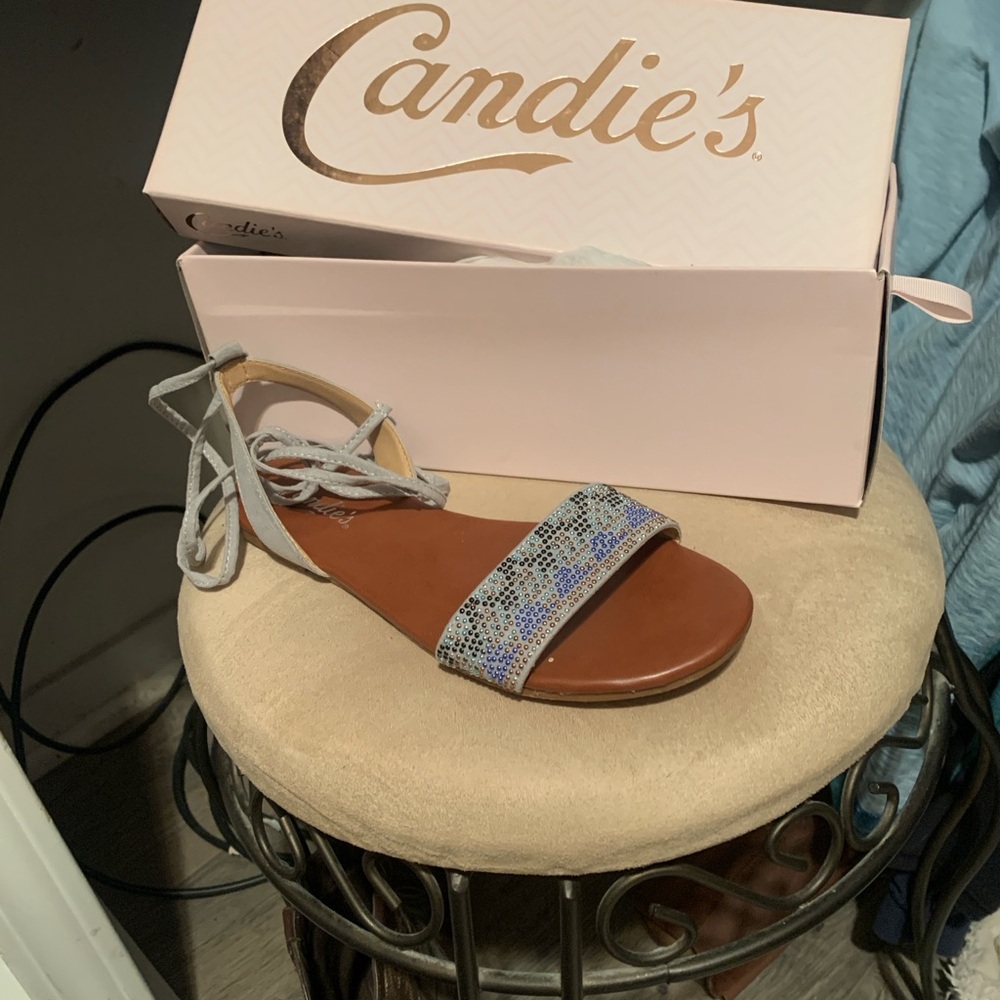 Candie's Strappy Sandals - Gray and Brown